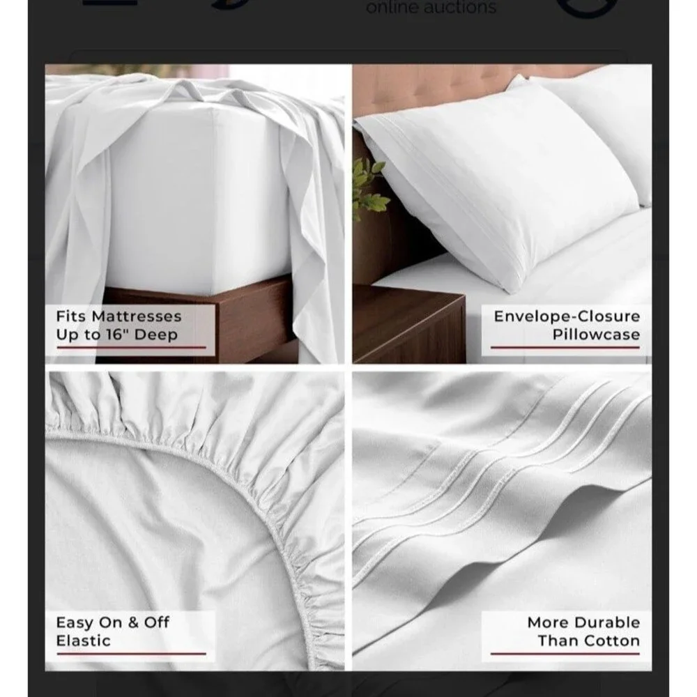 Mellanni King Sheets Set - 4 PC Iconic Collection Bedding - Hotel Luxury,